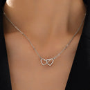 Colar Feminino Tiny Double Hollow Heart