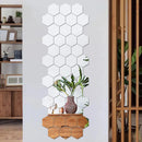 Kit com 12 Espelhos Decorativos Hexagonais – Adesivos Geométricos Removíveis para Parede (DIY)